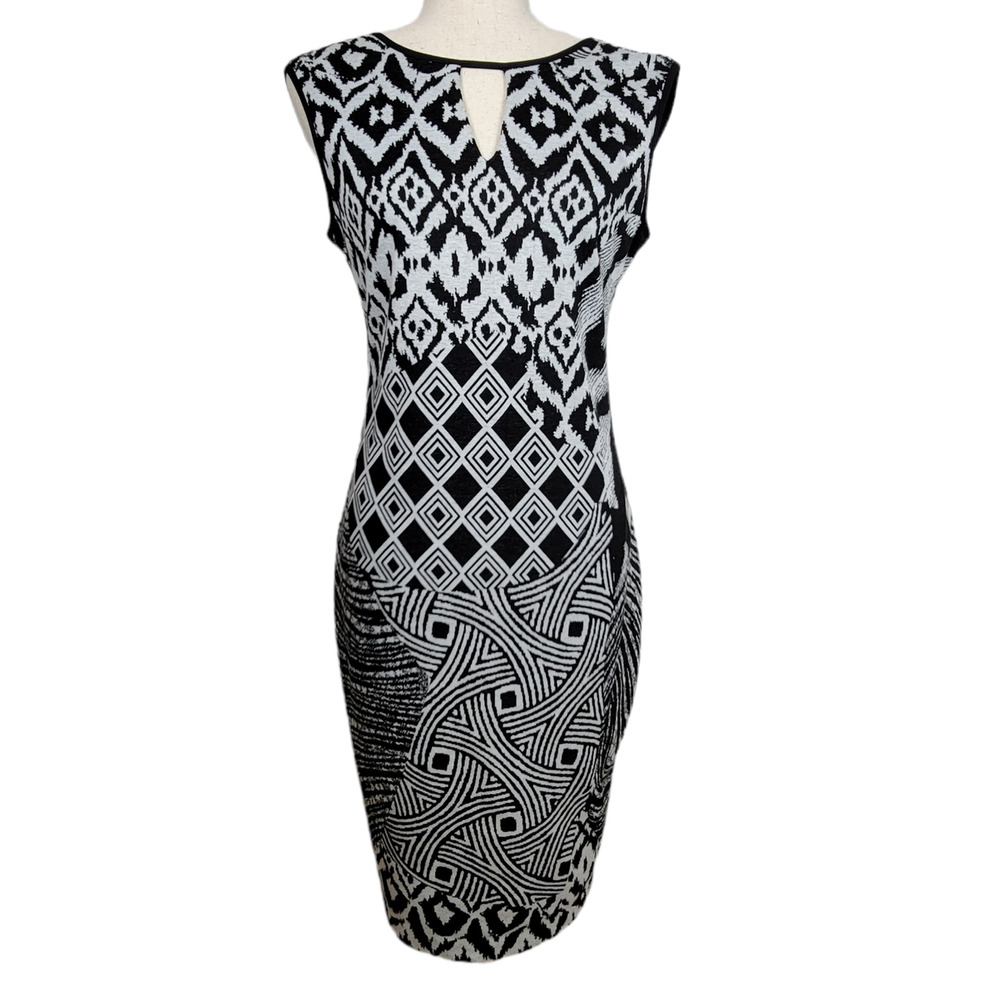 Black & White Patterned Sheath Dress